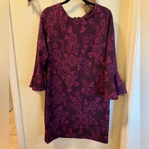 Tommy Hilfiger Maroon Dress with Pink Floral Motif